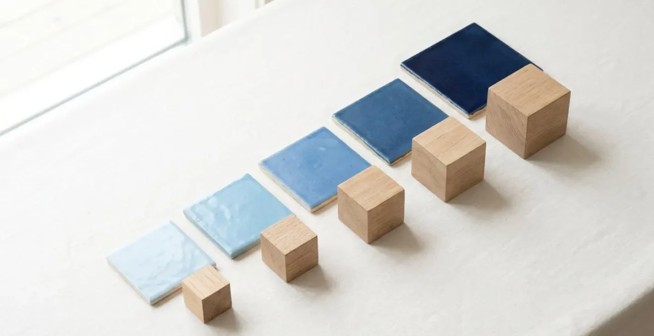 Illustration isométrique en 3D d'un escalier à cinq marches de couleur bleue dégradée, chaque marche étiquetée avec un niveau CECRL et une durée en français, avec des icônes symboliques flottantes